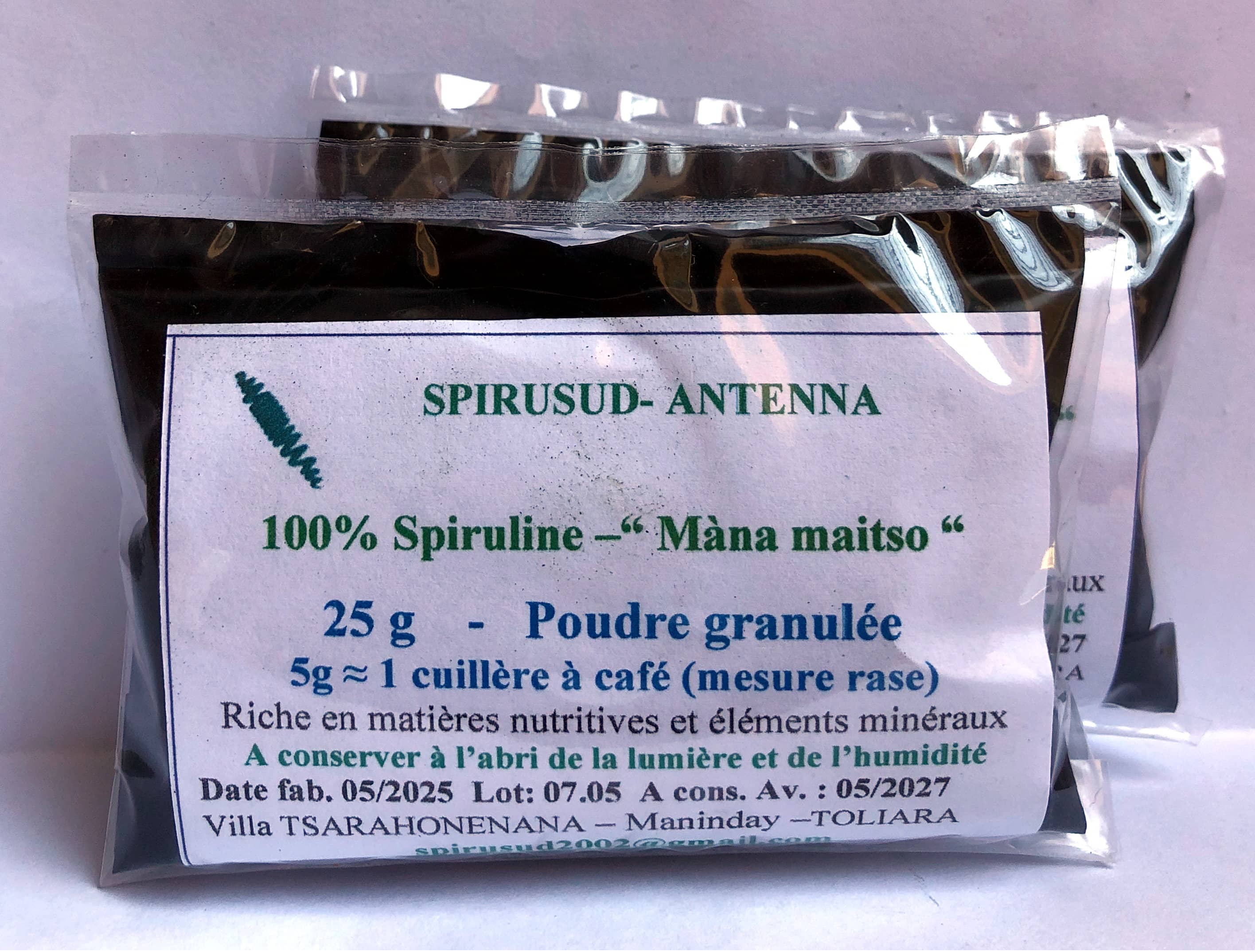 Spiruline en poudre granulés 25g